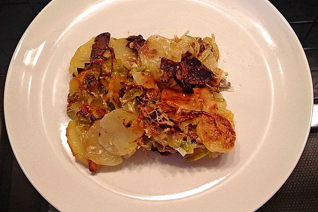 Glutenfreies Lauch-Kartoffelgratin mit getrockneten Steinpilzen von ...