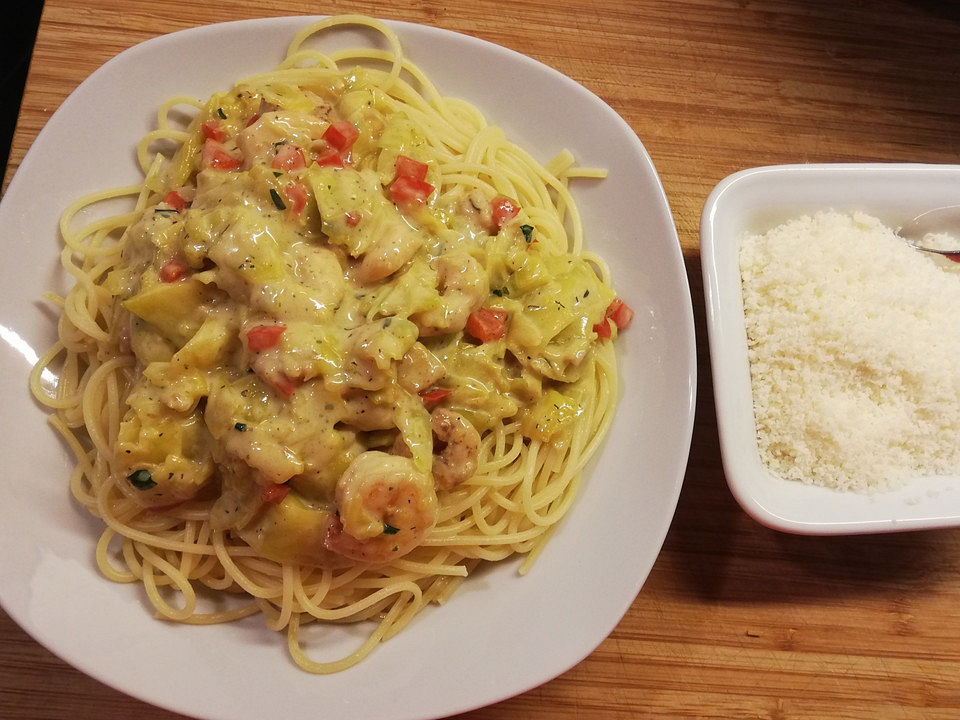 Spaghetti in Kürbis-Garnelen-Sahnesoße von TASTEria| Chefkoch