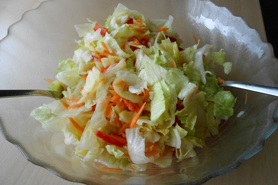 Gurken-Paprika-Eisbergsalat in Honig-Dressing