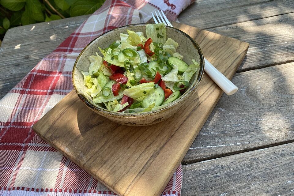 Gurken-Paprika-Eisbergsalat in Honig-Dressing