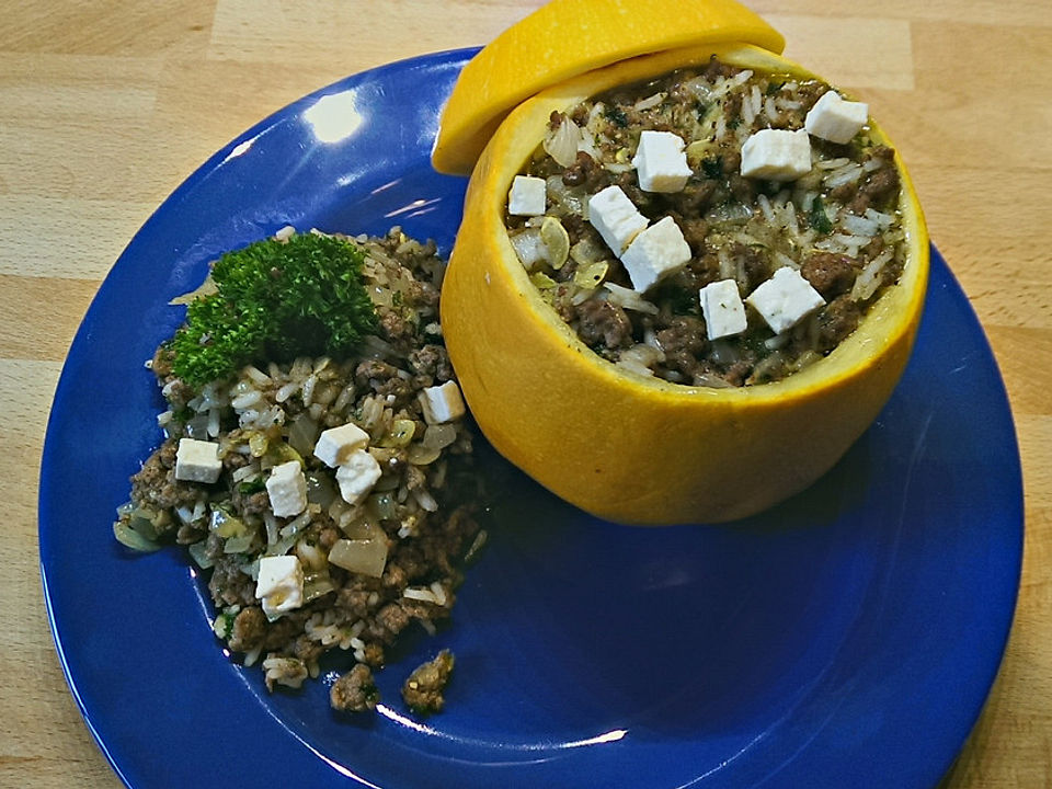 Gelbe Zucchini gefüllt mit Hackfleisch und Reis von StefanieP| Chefkoch