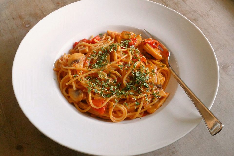 One-Pot-Pasta mit Champignons