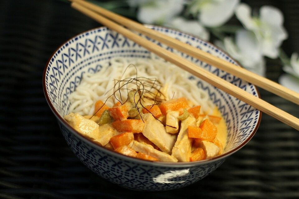 Curry mit Hähnchen, Kürbis und grünen Bohnen