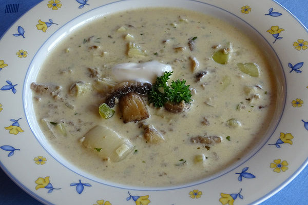 Käsesuppe mit Hackfleisch, Champignons und Lauch von fuxx | Chefkoch