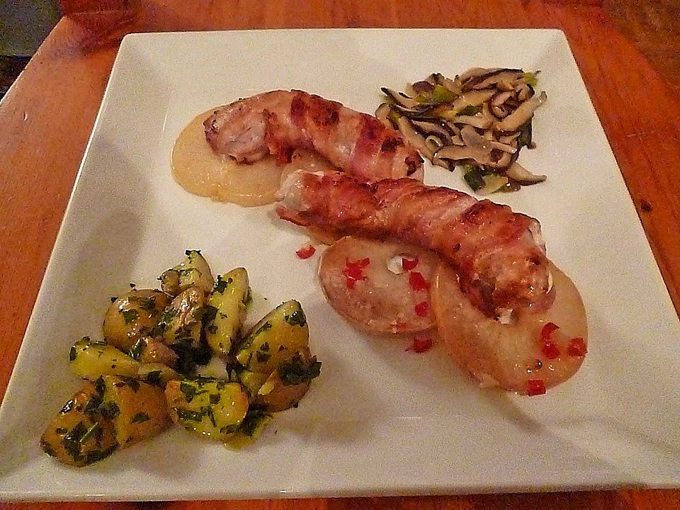 Hasenrückenfilet mit Nashibirnen auf Shiitakepilze von Klaumix| Chefkoch