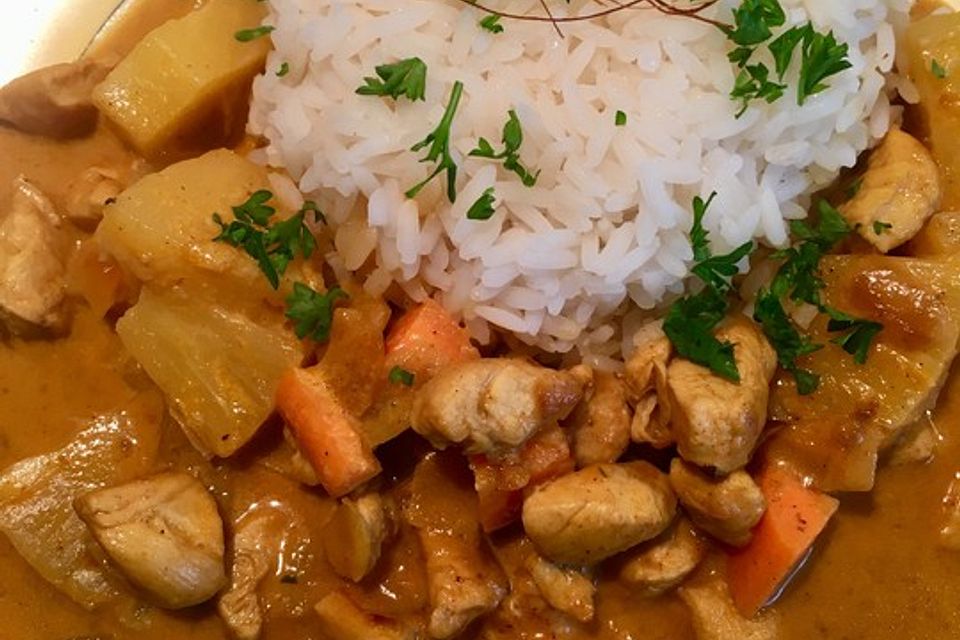 Putencurry mit Basmatireis