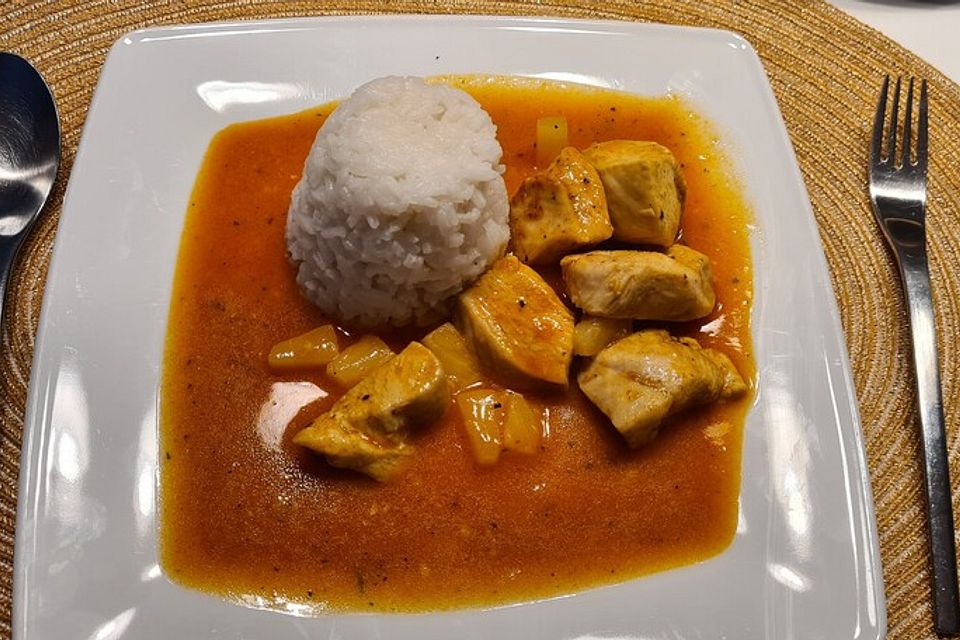 Putencurry mit Basmatireis