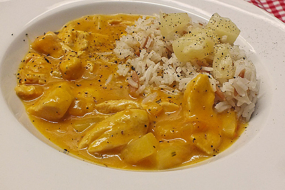 Putencurry mit Basmatireis