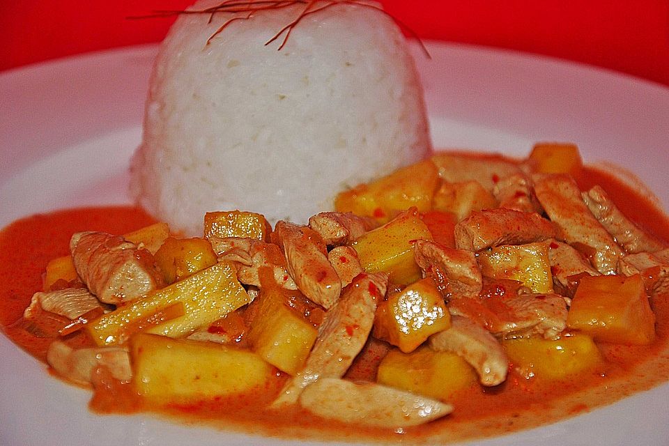 Putencurry mit Basmatireis