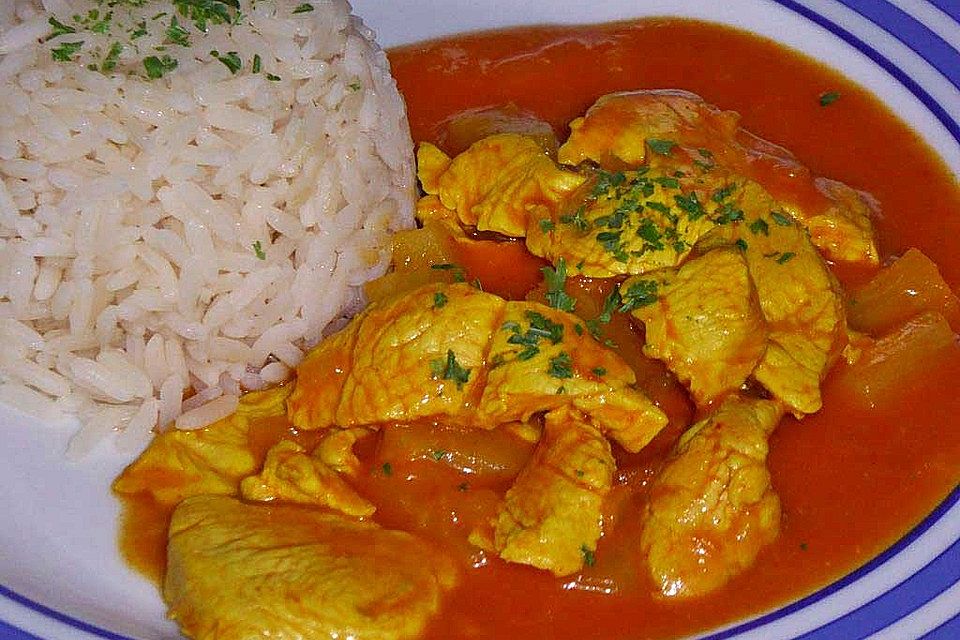 Putencurry mit Basmatireis