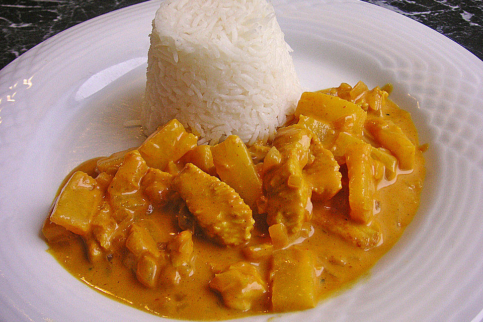 Putencurry mit Basmatireis