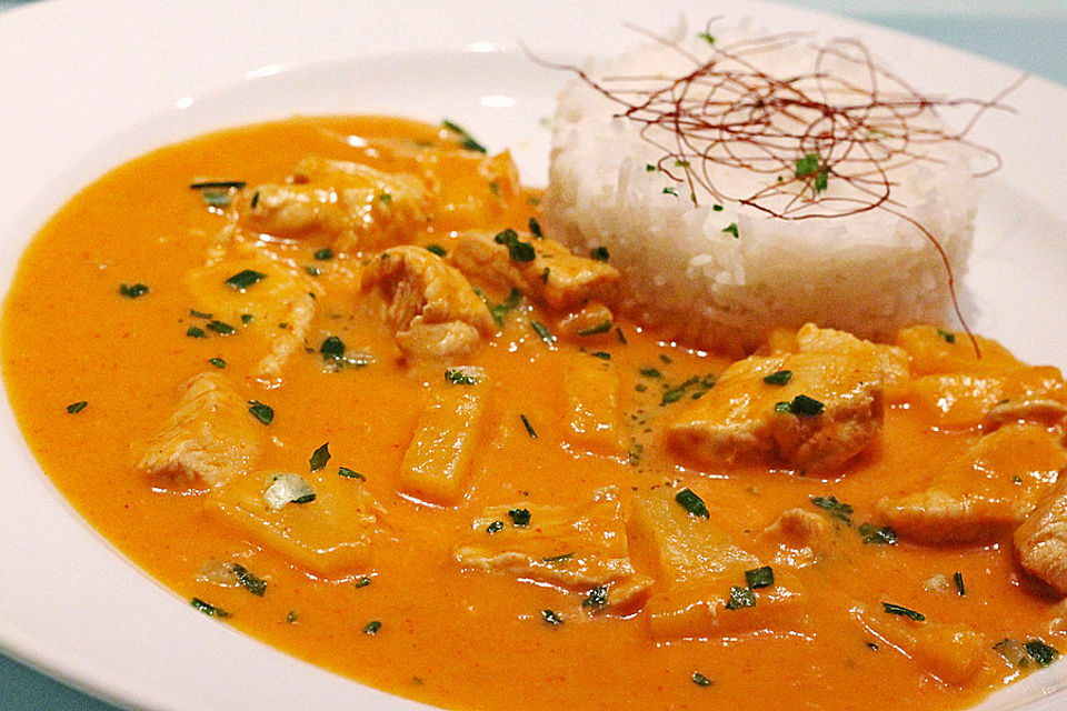 Putencurry mit Basmatireis