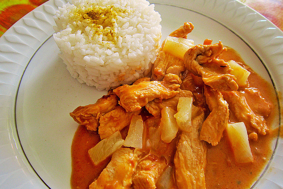 Putencurry mit Basmatireis