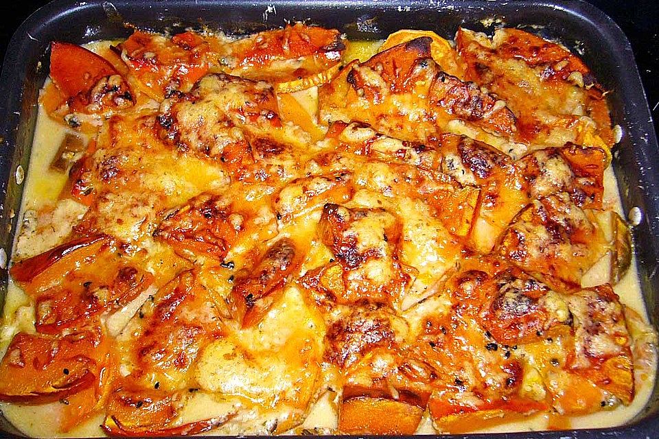 Kokos-Kürbis-Süßkartoffel-Gratin