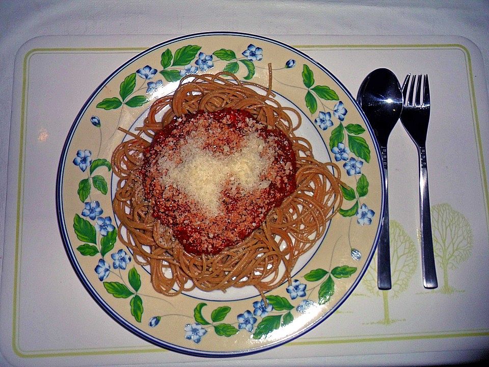 Pastasoße Diavolo 2, mit Vollkornspaghetti und Parmesan von hulkholler ...