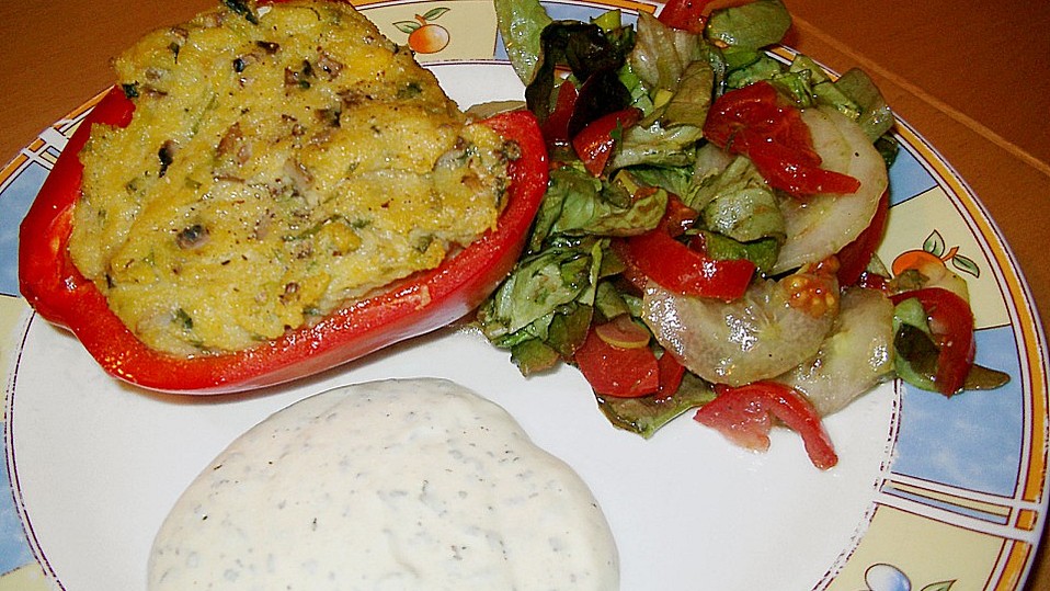 Chrissis gefüllte Paprika mit Polenta, Champignons, Lauch und ...