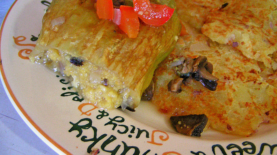 Chrissis gefüllte Paprika mit Polenta, Champignons, Lauch und ...