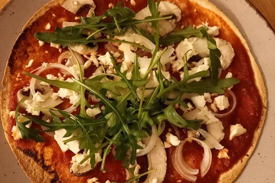 Tortilla-Pizza, besonders fettarm