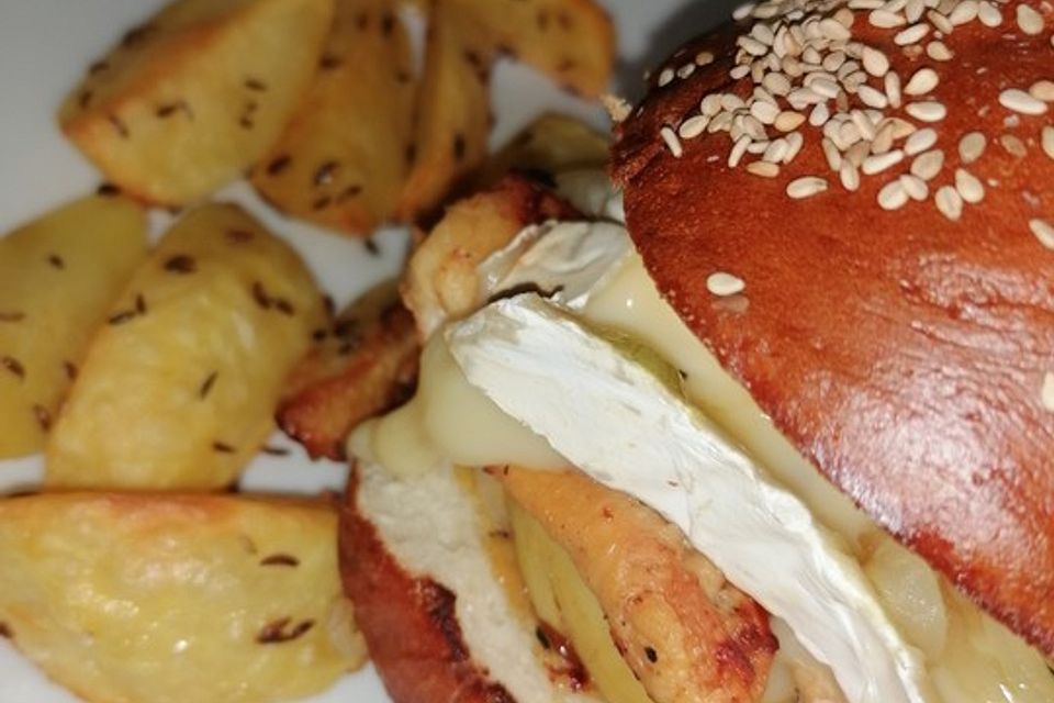 Apfel-Camembert-Chicken-Burger