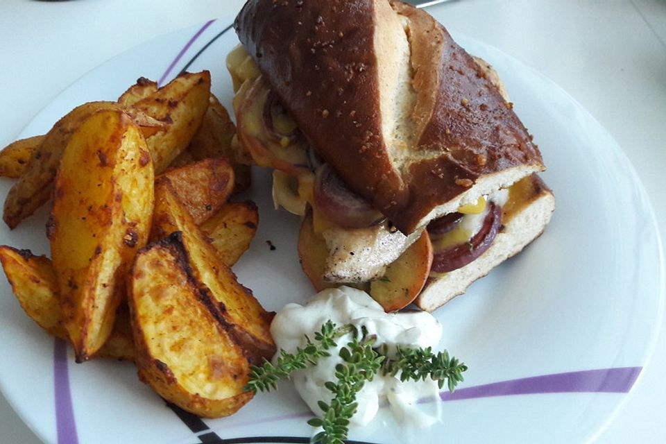 Apfel-Camembert-Chicken-Burger