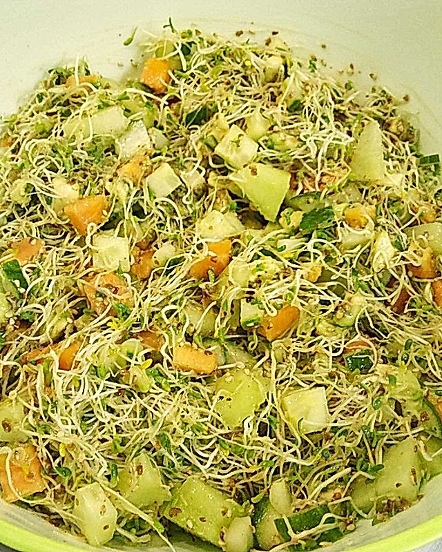Fruchtiger Alfalfasprossen-Salat