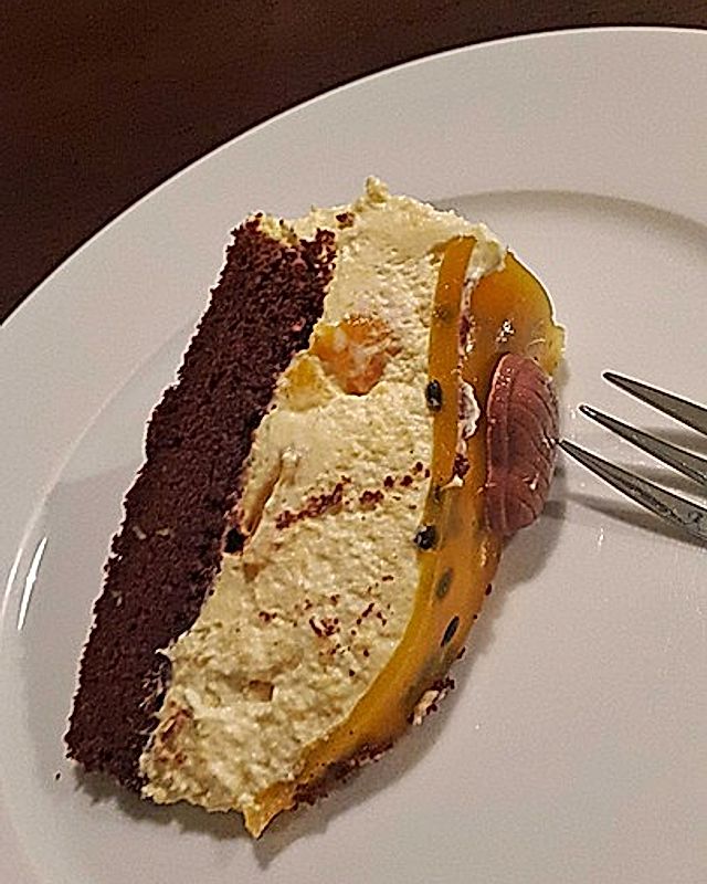 Schokoladen-Pfirsich-Maracuja-Torte