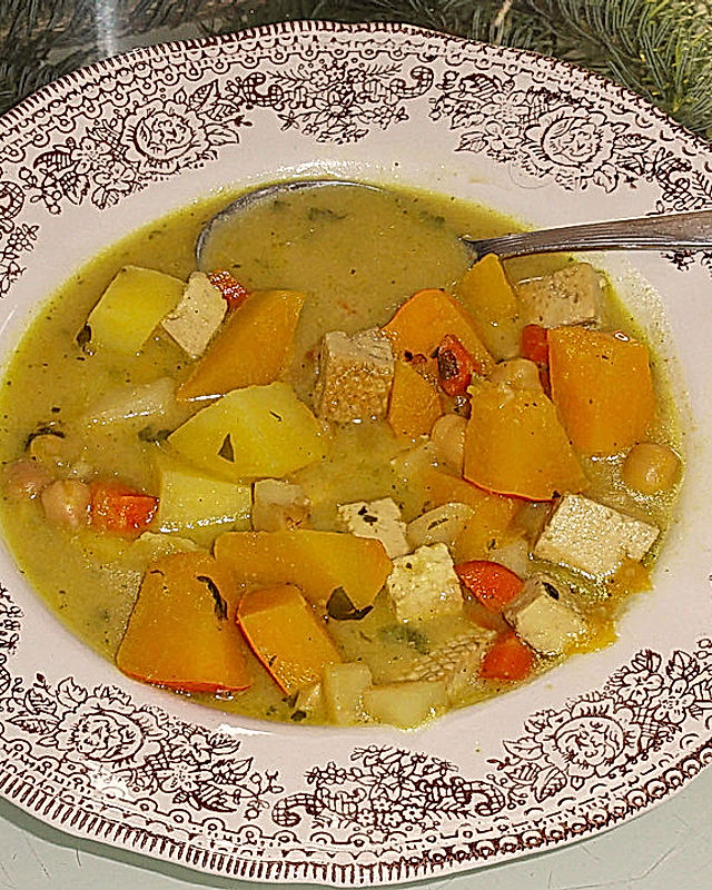 Kokosmilch-Curry-Kürbis-Erdnussbutter-Eintopf