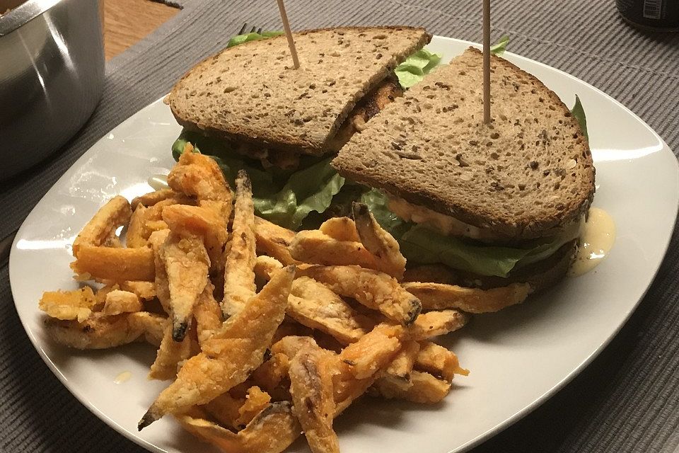 Lachsburger mit Sweet-Chili-Mayonnaise