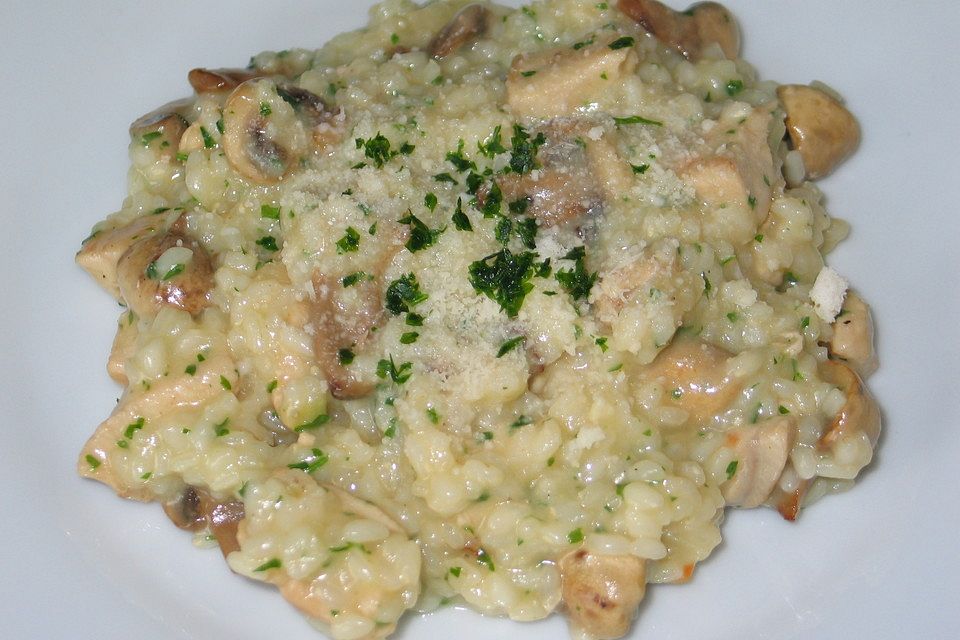 Champignon-Hähnchen-Risotto