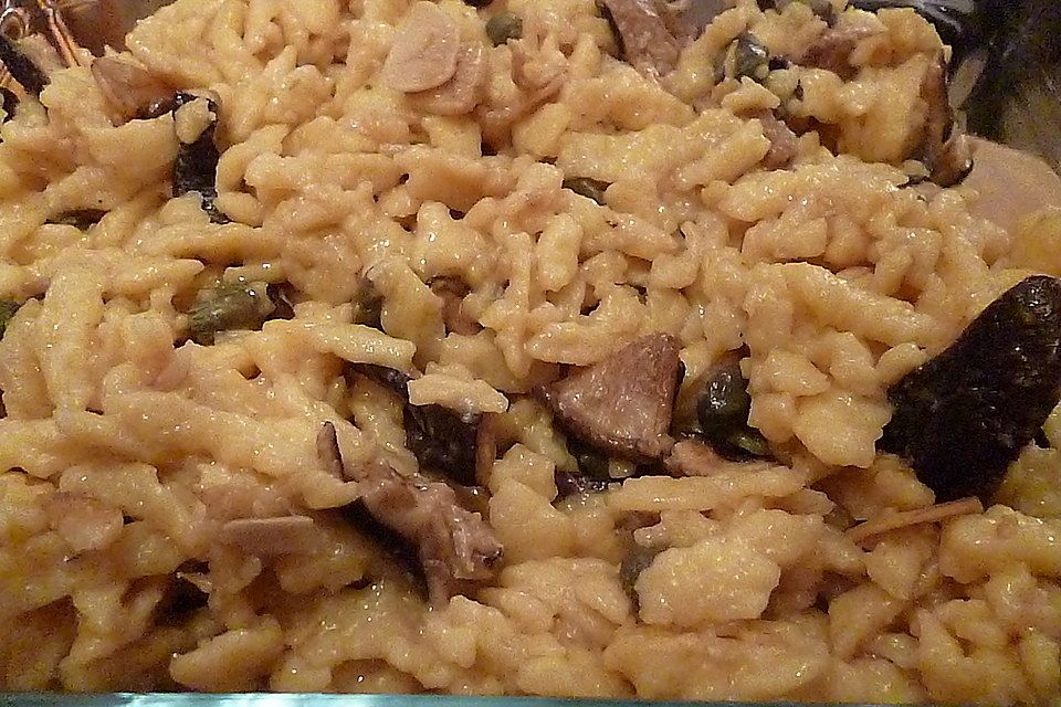 Kapernspätzle mit Shiitakepilzen