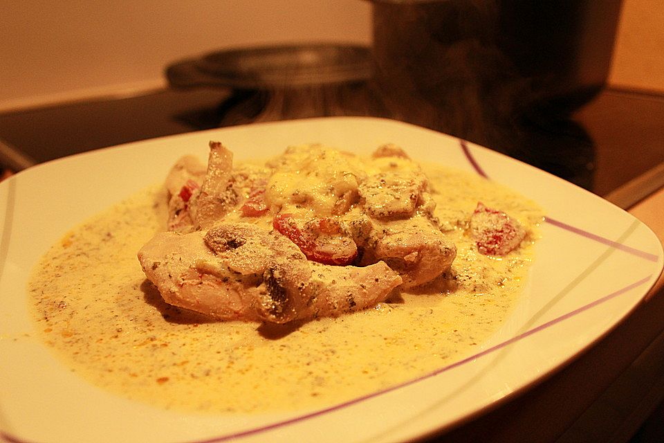 Champignon-Tomate-Hähnchenbrustfilet-Auflauf