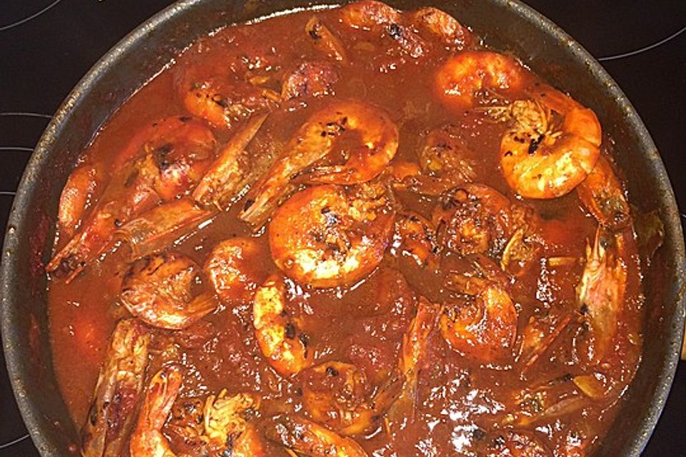 Gambas mit Ouzo nach griechischer Art