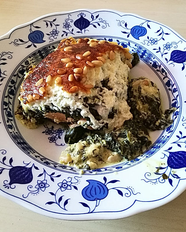 Lachs-Spinat-Feta Lasagne