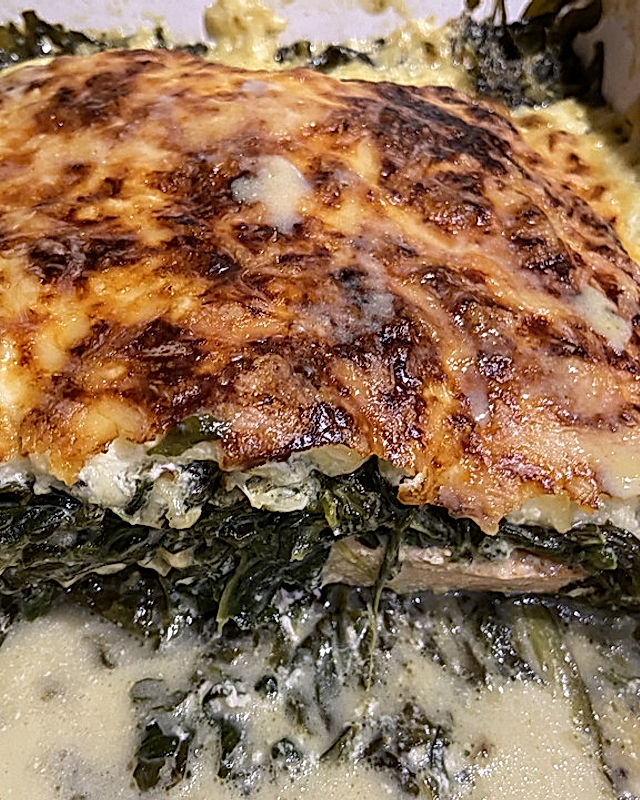 Lachs-Spinat-Feta Lasagne