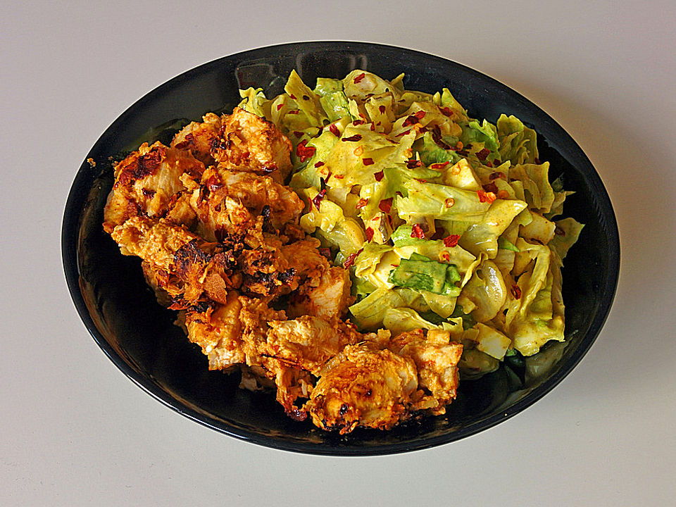 Exotischer Salat mit Curry-Dressing und Hähnchen von isa-baerchen| Chefkoch