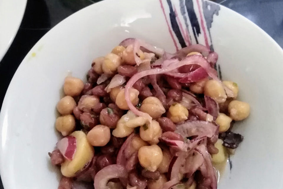 Orientalischer Kichererbsensalat mit Granatapfelkernen Orientalischer Kichererbsensalat mit Granatapfelkernen