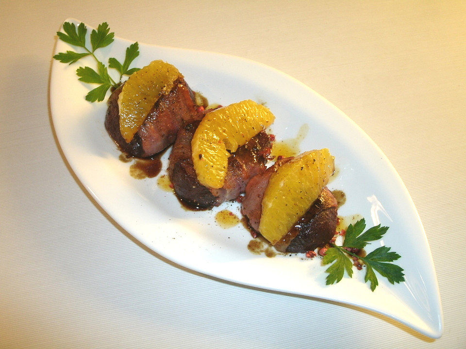 Rote Bete im Speckmantel gebraten mit Orangenfilets aus dem Ofen von ...