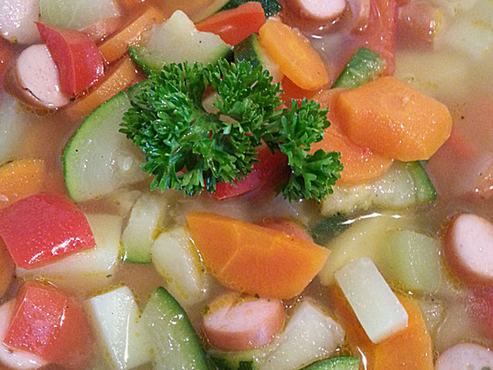 Sommer-Suppe mit Würstchen von Kümii | Chefkoch