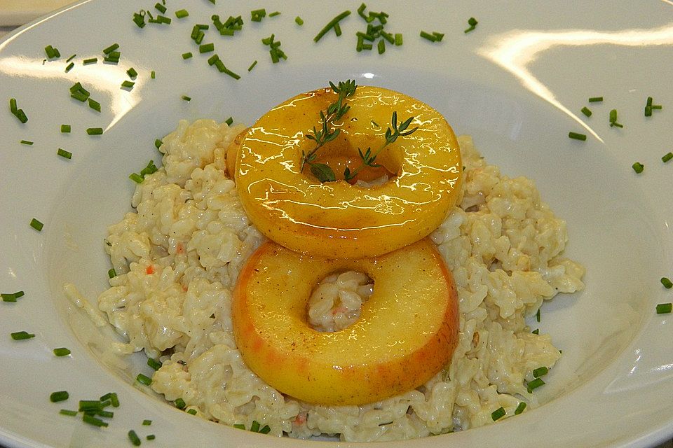 Ziegenkäserisotto mit karamellisiertem Apfel