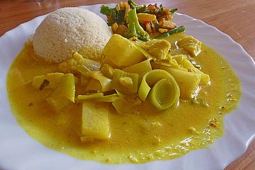 Tropisches Fischcurry Mit Couscous Und Buntem Gemuse Von Katastro Fee Chefkoch 