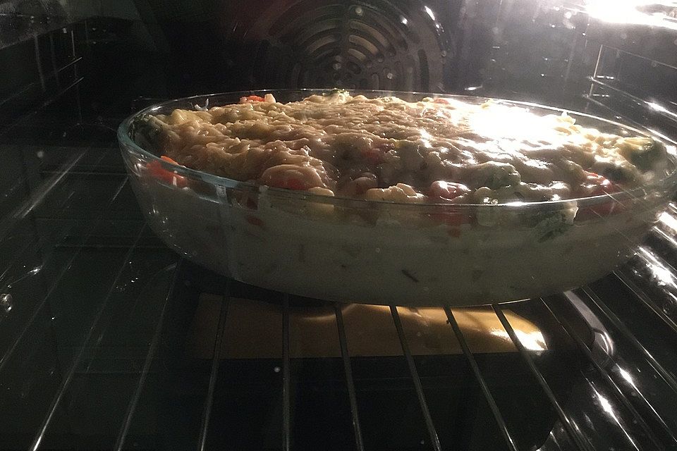 Schupfnudel-Gratin mit Leberkäse