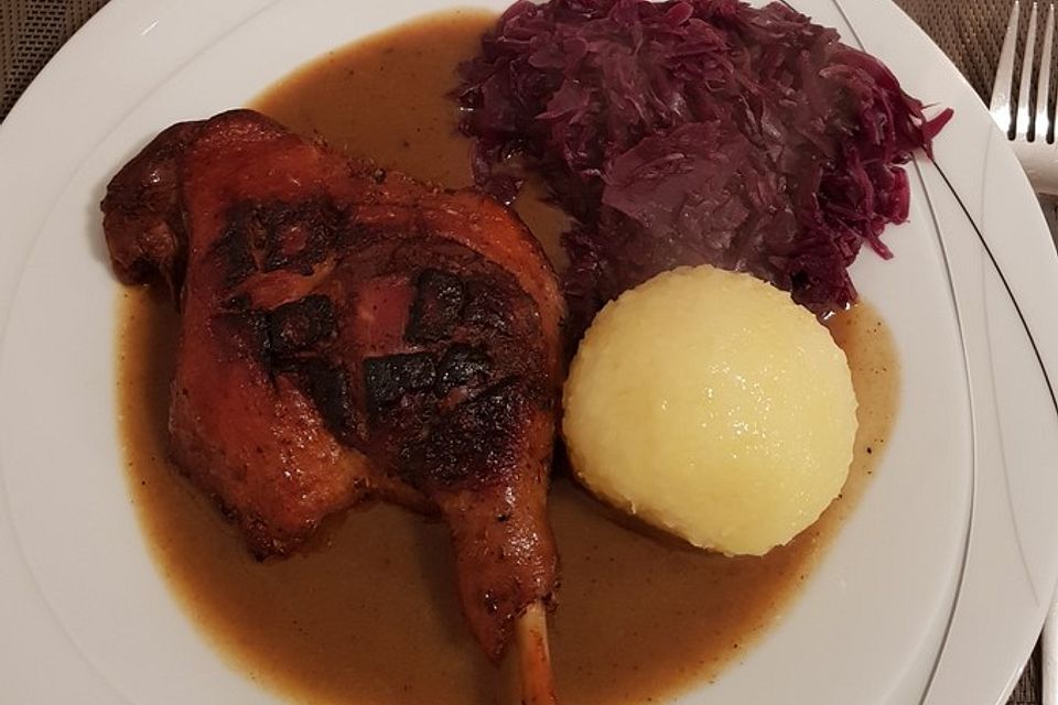 Entenschenkel mit Honig-Orangen-Glasur Entenschenkel mit Honig-Orangen-Glasur