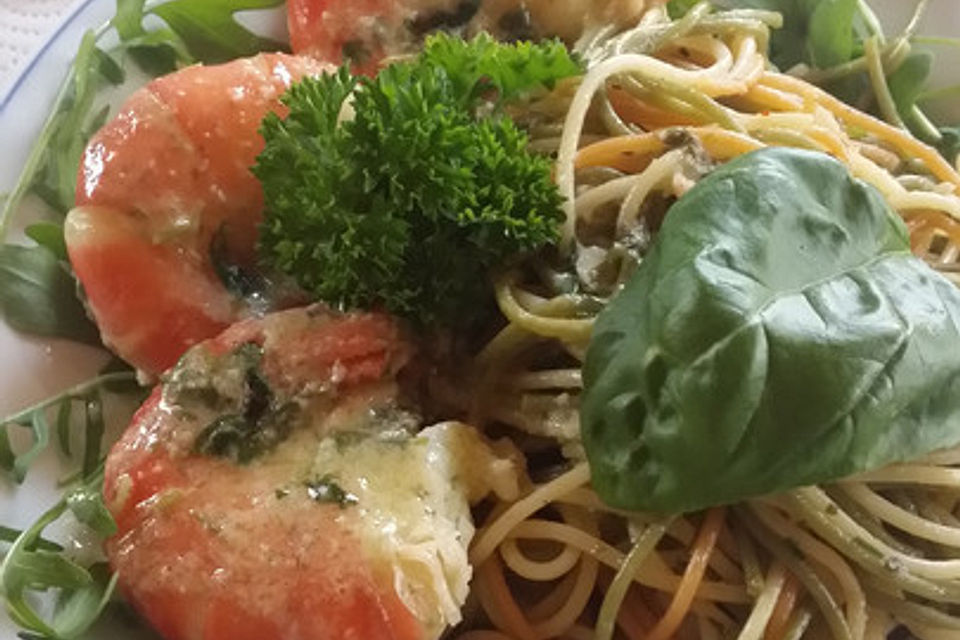 Spaghetti Scampi mit Rucola