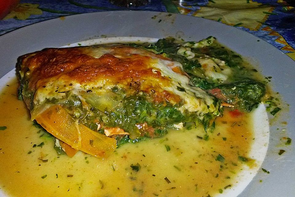 Gemüselasagne mit Lachs