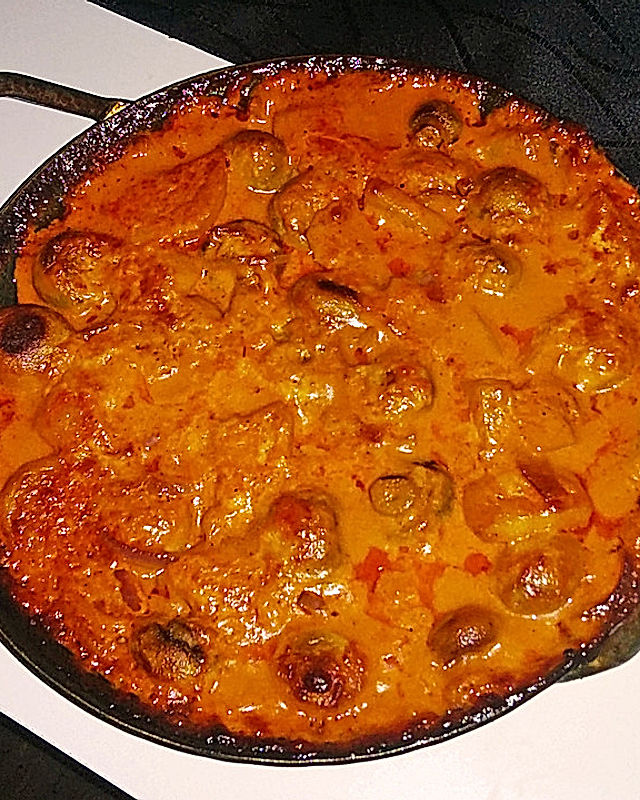 Kartoffel-Pilzpfanne in Tomatenweißweinsauce