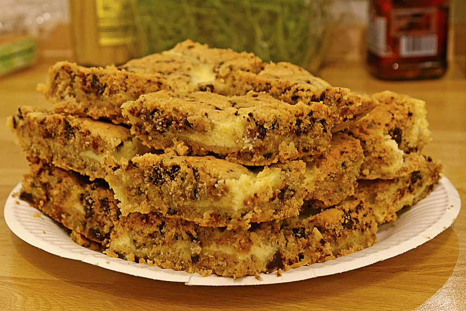 Dreischichtiger Käsekuchen mit Schokolade vom Blech