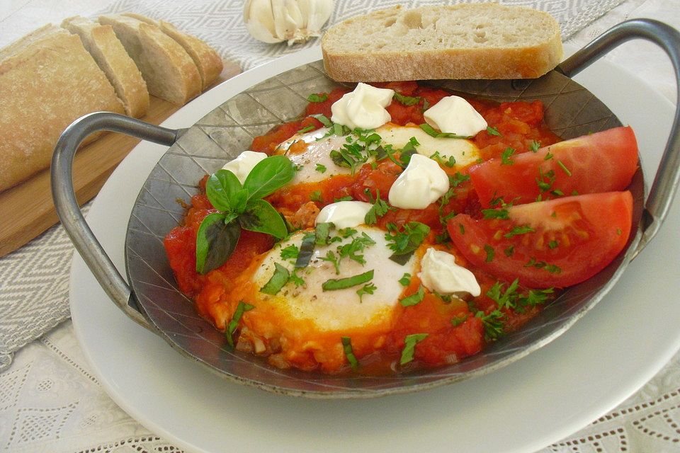 Eier in Tomatensugo