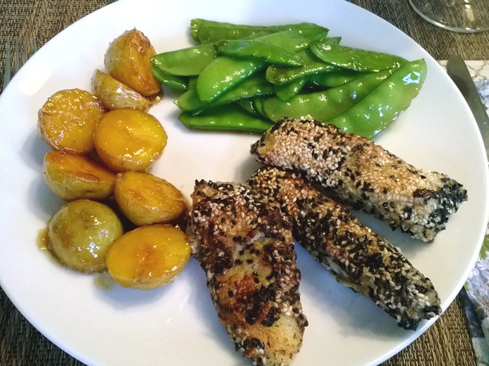 Seelachsfischstäbchen mit Sesamkruste von Bienenköchin| Chefkoch