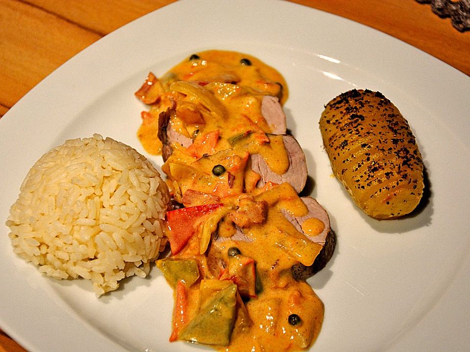 Schweinslungenbraten mit Paprika und grünem Pfeffer von altbaerli| Chefkoch