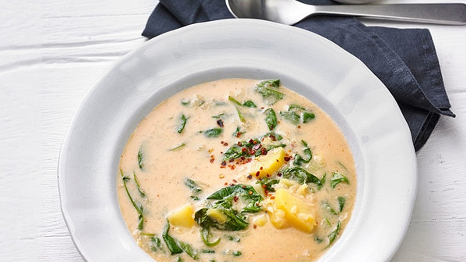 Kokos-Spinatsuppe mit Kartoffeln von Schokomaus01| Chefkoch Kokos-Spinatsuppe mit Kartoffeln von Schokomaus01| Chefkoch